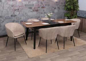 Sada 6 jídelních židlí HWC-O28, kuchyňská židle čalouněná židle, látka/textil (340g/m²) kov taupe