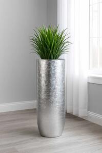 Luxusní květináč SOLERIO, sklolaminát, výška 80 cm, stříbrný lesk