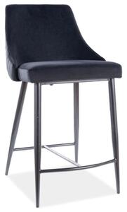 Barová čalouněná židle NOPI velvet černá/černá mat
