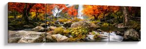 Obraz - Vodopády v podzimní krajině, oranžový (170x50 cm)