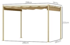 Outsunny Zahradní Pergola 3 x 3 m Skládací Pergola s Magnetickým Upevněním, Polyesterová Krytina 180g/m², Utažení Chránit proti Slunci UPF30+, pro Ter