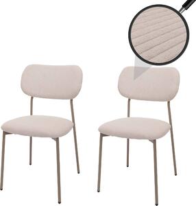 Sada 2 jídelních židlí HWC-O26, kuchyňská židle čalouněná židle, kord (330g/m²) látka/textil kov béžová