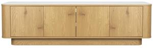White Label Dubová komoda ALMIRA 180 x 40 cm s mramorovým dekorem