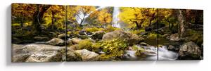 Obraz - Vodopády v podzimní krajině, žluté (170x50 cm)