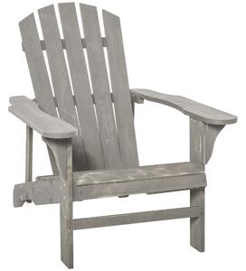 Outsunny Adirondack křeslo - venkovní zahradní křeslo 78L x 89W x 88H cm z masivního jedlového dřeva se šedým opotřebeným efektem pro zahradu, terasu