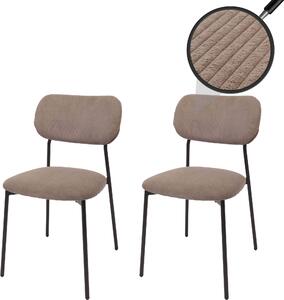 Sada 2 jídelních židlí HWC-O26, kuchyňská židle čalouněná židle, kord (330g/m²) látka/textilní kov taupe