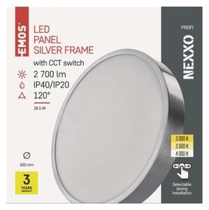 EMOS Přisazené stropní LED stmívatelné osvětlení NEXXO, 28,5W, teplá bílá-denní bílá, kulaté, chromované ZM5253