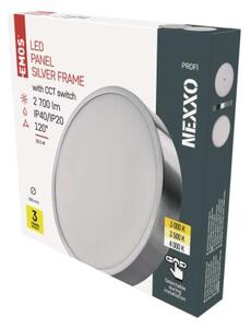 EMOS Přisazené stropní LED stmívatelné osvětlení NEXXO, 28,5W, teplá bílá-denní bílá, kulaté, chromované ZM5253