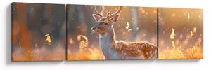 Obraz - Jelen v poli (170x50 cm)