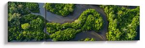 Obraz - Lesní krajina s řekou (170x50 cm)