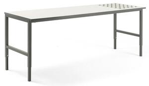 AJ Produkty Pracovní stůl CARGO, s kuličkami, 2400x750 mm, bílá deska, šedý rám