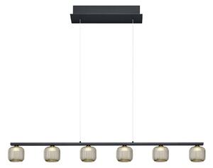 Závěsné svítidlo Loft LED s kouřovým sklem, šest světelných zdrojů