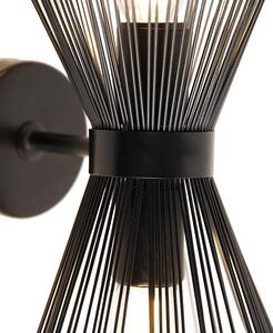 Art Deco nástěnné svítidlo černé 2-světlo - Smeták