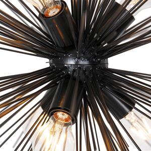 Art Deco závěsná lampa černá 6-světel - Smeták