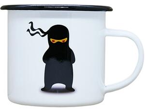 Smaltovaný hrnek plecháček s potiskem ninja2, 330 ml