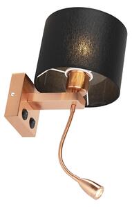 Nástěnná lampa ve stylu art deco měděná s černým odstínem - Brescia