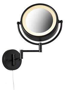 Designové nástěnné zrcadlo černé včetně LED nastavitelného IP44 s tažným lankem - Vicino