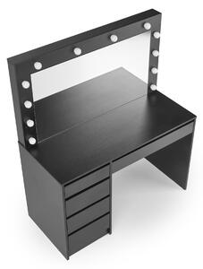 Toaletní stolek Hollywood XL s osvětlením - černá