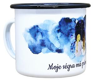 Smaltovaný hrnek plecháček s potiskem pro ségru, 330 ml