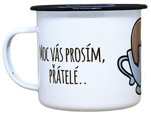 Smaltovaný hrnek plecháček s potiskem lenochod, 330 ml
