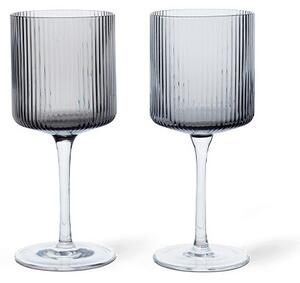 Ferm LIVING - Ripple Bílá Wine Glasses Set of 2 Smoked Šedá
