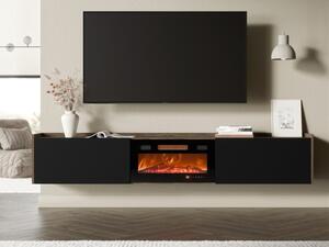 TV skříňka s krbem Sitrepo, Barva: ořěch / černá 5903211538025