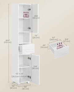 VASAGLE Koupelnová skříňka vysoká se zásuvkou bílá