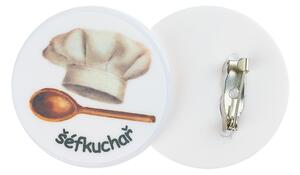 BELLATEX Placka "ŠÉFKUCHAŘ" Bílá, Smetanová, Hnědá průměr 35 mm