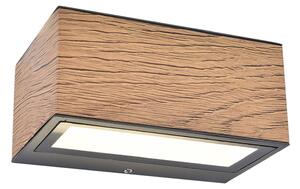 LED venkovní nástěnné světlo Gemini dřevo, 14 cm