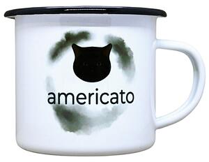Smaltovaný hrnek plecháček s potiskem americato, 330 ml