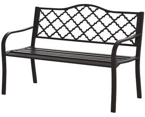 Outsunny 3-místná zahradní lavice v stylu venkovského chic pro terasu 128D x 60Š x 89V cm, odolná proti korozi, s epoxidovým kovem a litinou | Aosom