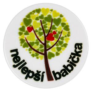 BELLATEX Placka "NEJLEPŠÍ BABIČKA" Bílá, Černá, Červená, Zelená průměr 35 mm