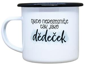 Smaltovaný hrneček plecháček s potiskem dědeček, 330 ml