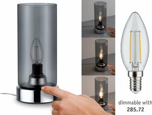PAULMANN Stolní lampa Pinja dotykový vypínač 1-ramenné chrom/kouřové sklo 770.56 P 77056