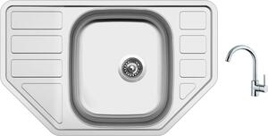 Nerezový dřez Sinks CORNO 770 V 0,6mm matný + Dřezová baterie Sinks MIX 35 chrom