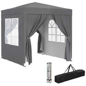 Outsunny Zahradní Altán 2 x 2 m, skládací pop-up altán, výškově nastavitelný, UV ochrana, ocelová konstrukce, 4 odnímatelné strany, na kempování, fest