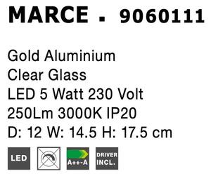 LED nástěnné svítidlo Marce – Zlatá