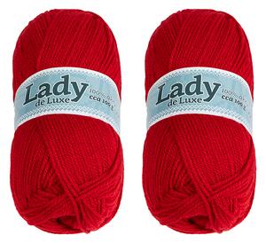 BELLATEX SET 2ks - Příze LADY DE LUXE Červená 100g / 238 m
