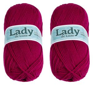 BELLATEX SET 2ks - Příze LADY DE LUXE Fuchsiová 100g / 238 m