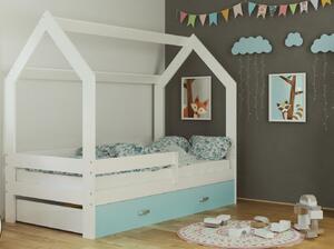 Dětská postel Domek 80x160 cm D3, rošt ZDARMA - bílá (Volba matrace: S matrací, Barva úložného prostoru: Bílá, Barva zábrany: Bílá)