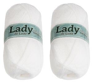 BELLATEX SET 2ks - Příze LADY DE LUXE Bílá 100g / 238 m