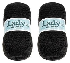 BELLATEX SET 2ks - Příze LADY DE LUXE Černá 100g / 238 m