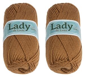 BELLATEX SET 2ks - Příze LADY DE LUXE Hnědá 100g / 238 m