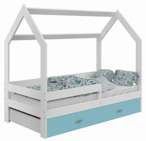Dětská postel Domek 80x160 cm D3, rošt ZDARMA - bílá (Volba matrace: S matrací, Barva úložného prostoru: Šedá, Barva zábrany: Šedá)