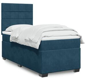 Box spring postel s matrací modrá 80 x 200 cm samet 3290766