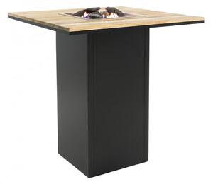 Krbový plynový stůl Cosiloft barový stůl černý rám / deska teak COSI