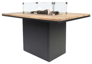 Stůl s plynovým ohništěm COSI- typ Cosiloft 120 vysoký jídelní stůl černý rám / deska teak