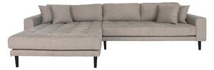 House Nordic Pohovka Lounge Sofa, levá strana v kamenné barvě se čtyřmi polštáři a černými dřevěnými nohami, HN1030 (Stone)