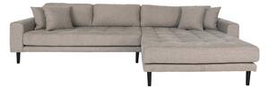 House Nordic Pohovka Lounge Sofa, pravá strana v kamenné barvě se čtyřmi polštáři a nohami z černého dřeva, HN1030 (Stone)