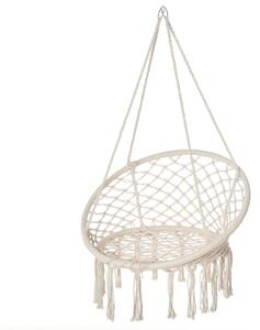 Houpací křeslo Outsunny pro vnitřní a venkovní použití, závěsné houpací křeslo, přenosná cestovní houpací síť, Ø 80 x 42H cm, makramé, bavlna, polyest